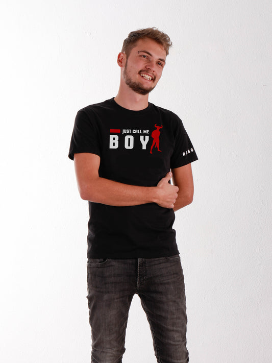 JUST CALL ME BOY - Schwarzes T-Shirt mit geilem Minotaurus-Detail