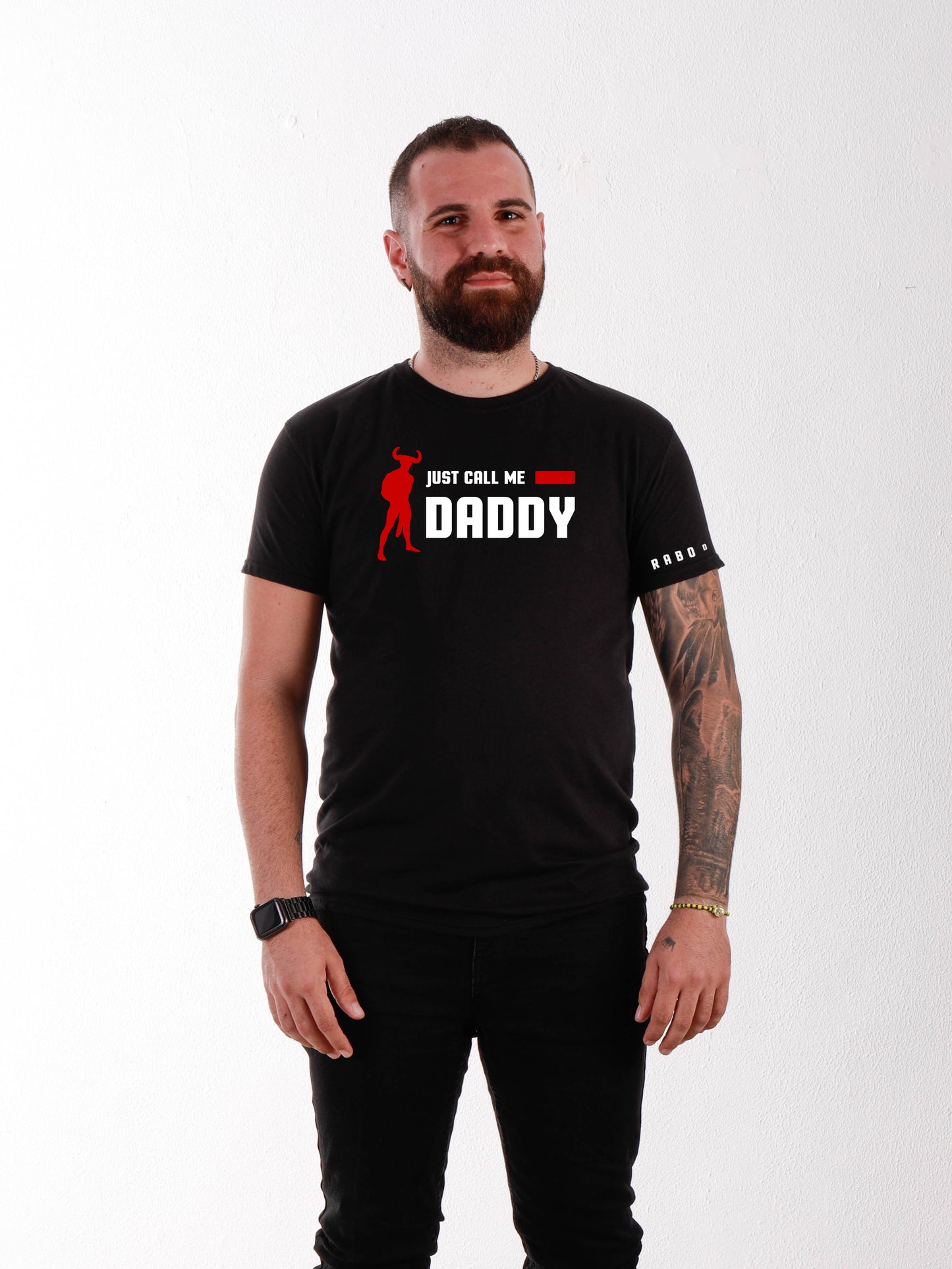 JUST CALL ME DADDY - Black T-Shirt with Horny Minotaur detail