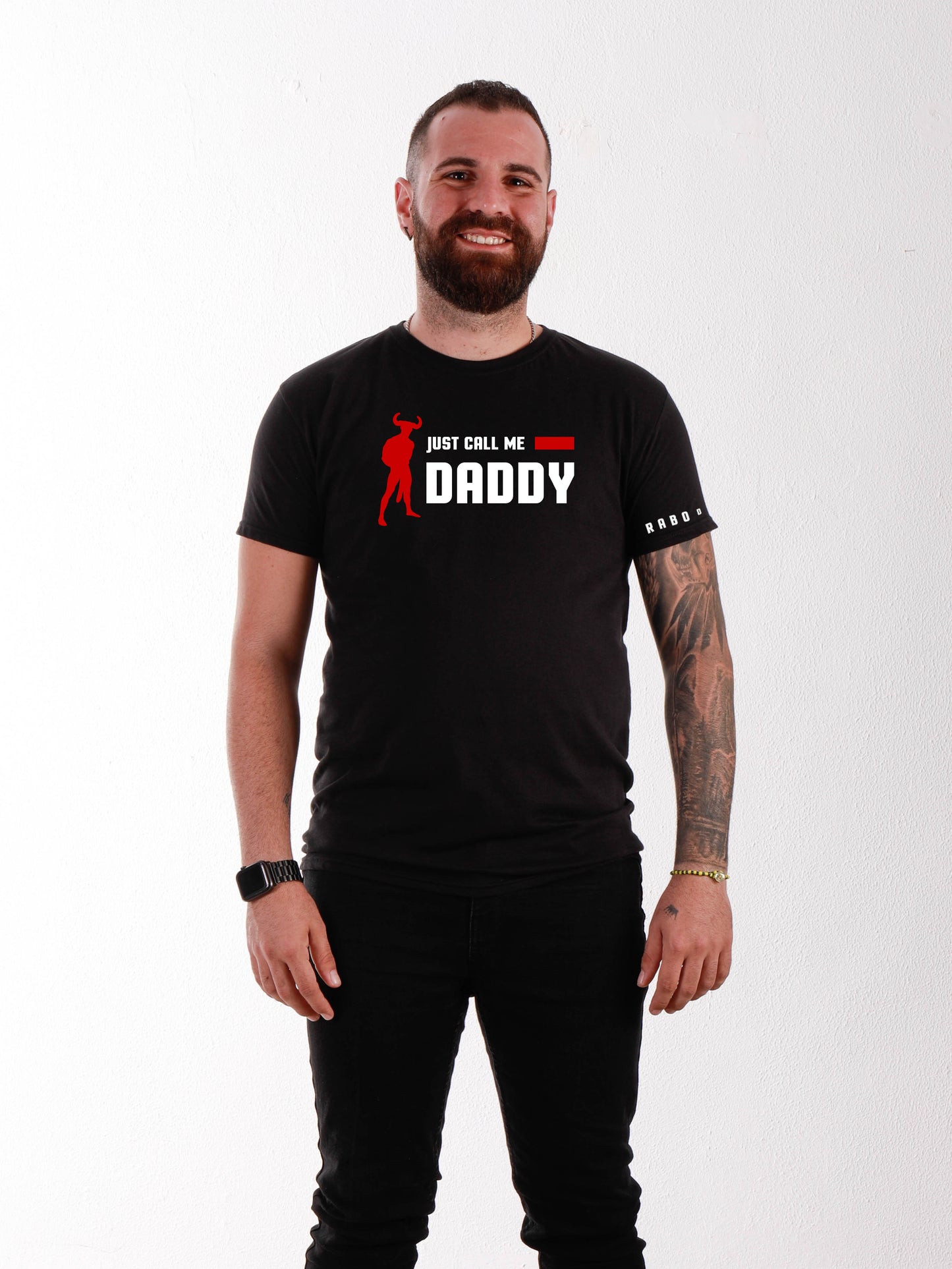 JUST CALL ME DADDY - Black T-Shirt with Horny Minotaur detail