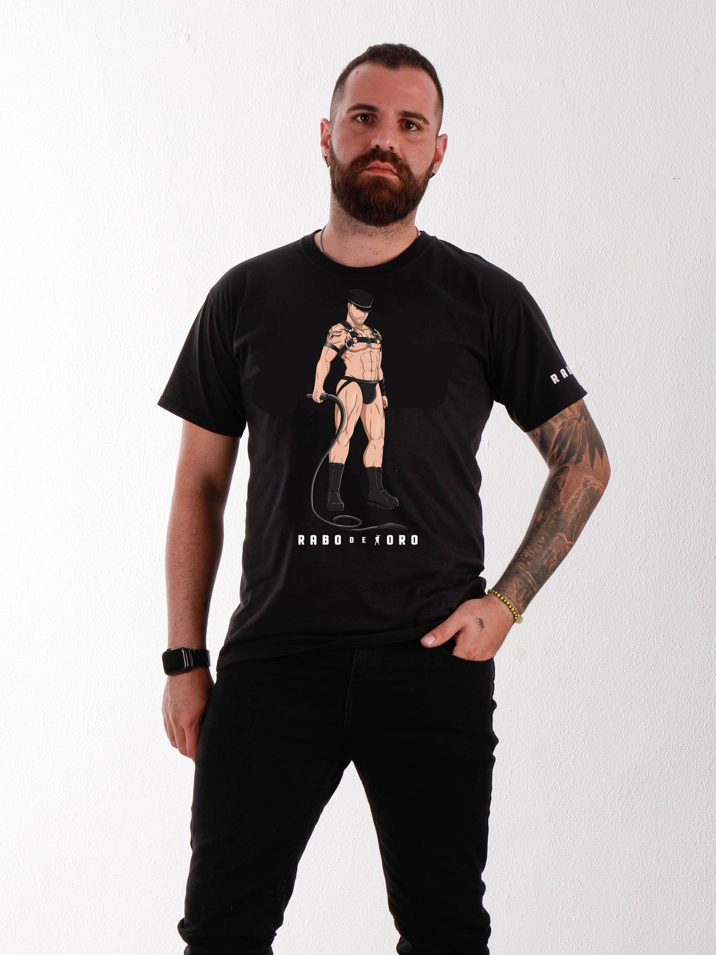 The Dom Black T-Shirt with Master cartoon detail