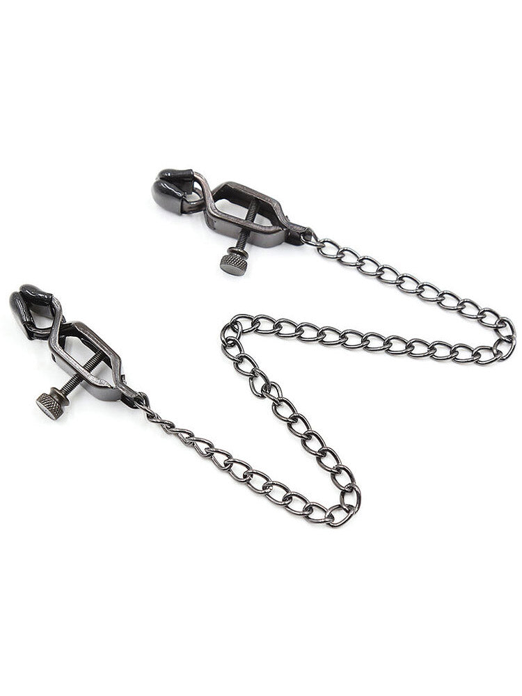 Ohmama Metal Nipple Clamps and Chain - Black