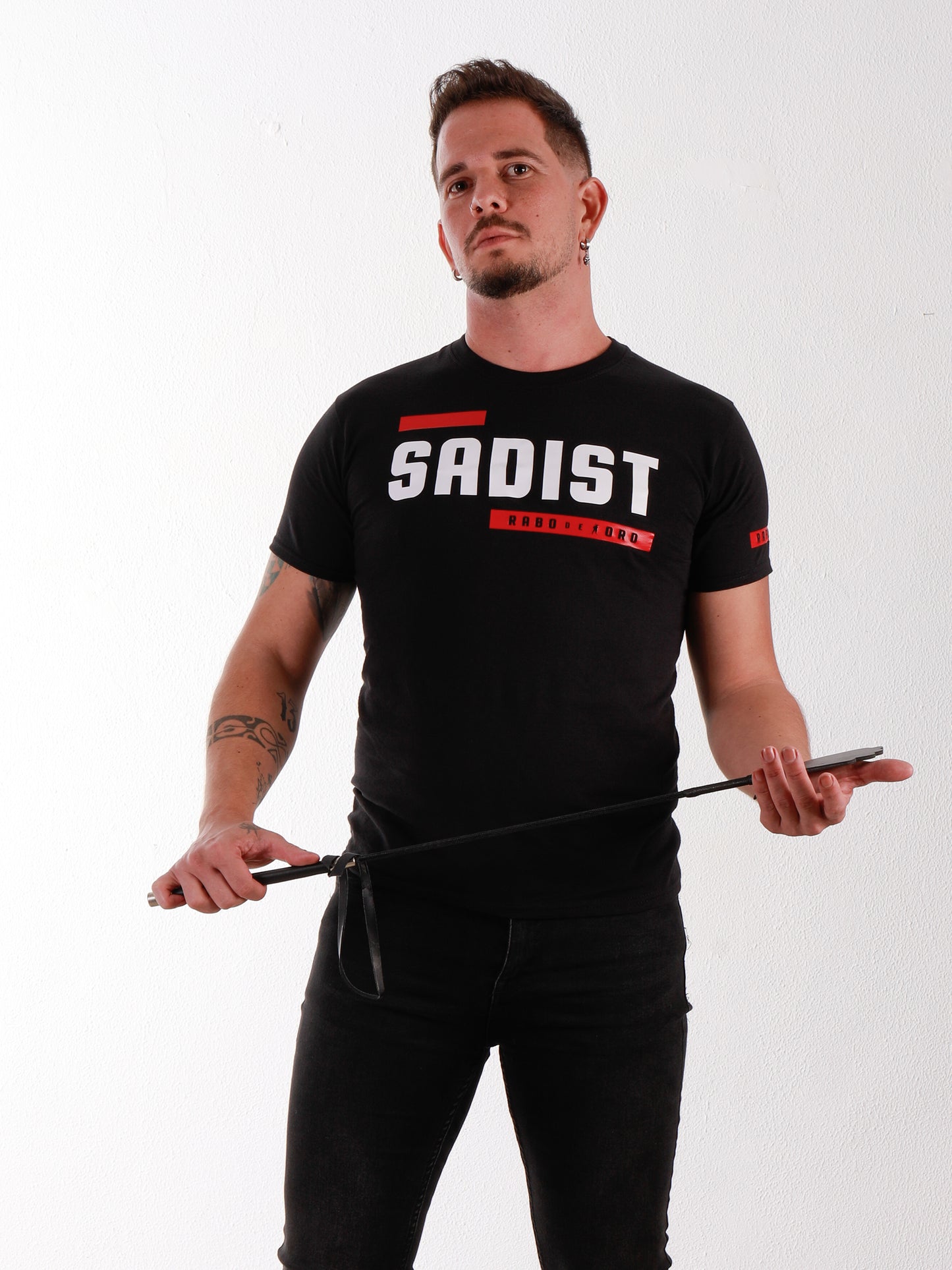 SADIST Black T-Shirt with BDSM Hanky Code details