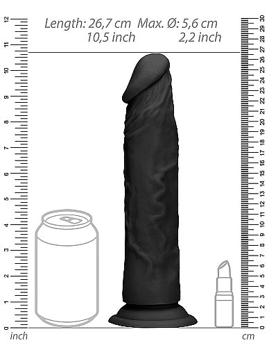 RealRock - Realistic Dong without Balls with Suction Cup Black 10" / 25 cm