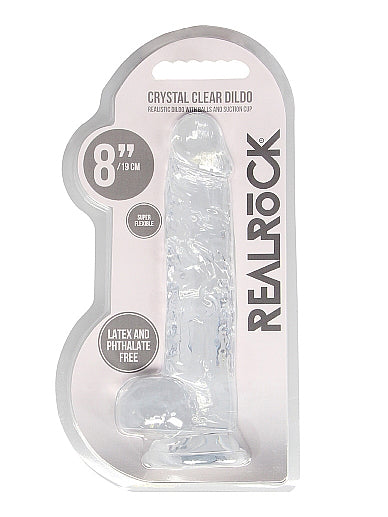 RealRock - Crystal Clear Realistic Dildo with Balls and Suction Cup 8" / 20 cm