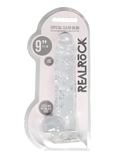RealRock - Crystal Clear Realistic Dildo with Balls and Suction Cup 9" / 22 cm
