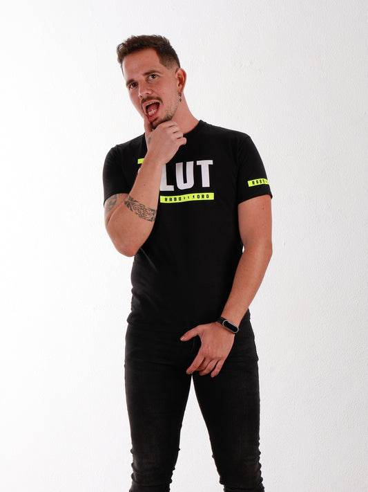 SLUT Black T-Shirt with BDSM Hanky Code details