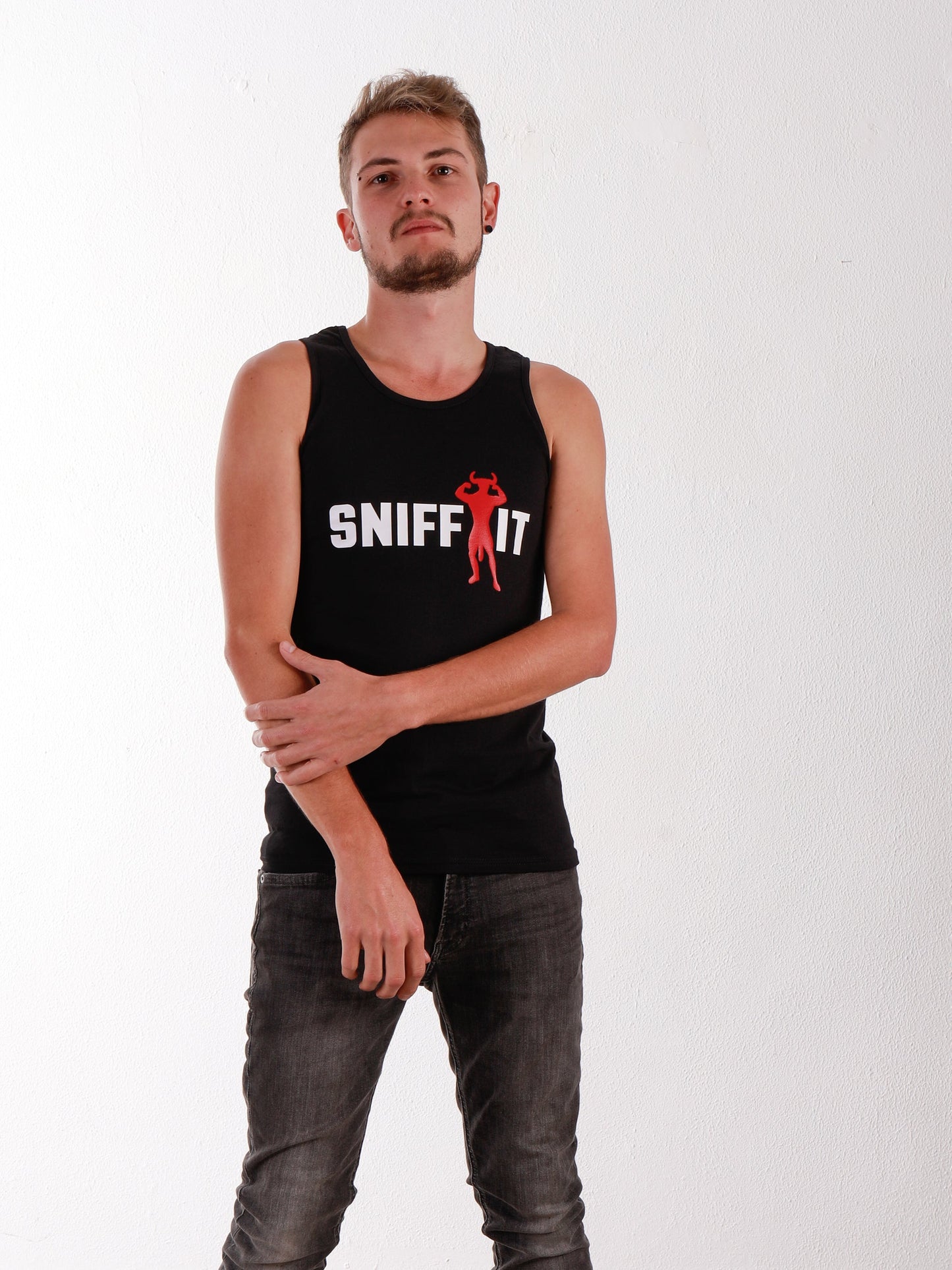 SNIFF IT Tank Top with Minotaur Armpit Fetish design