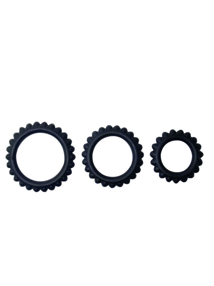 Baile Titan - SET 3PCS COCK RING Black 2.8 + 2.4 + 1.9 CM