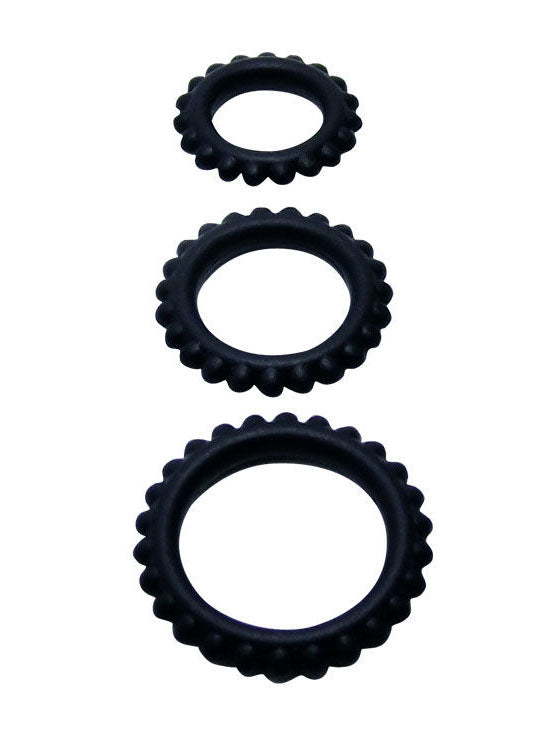 Baile Titan - SET 3PCS COCK RING Black 2.8 + 2.4 + 1.9 CM