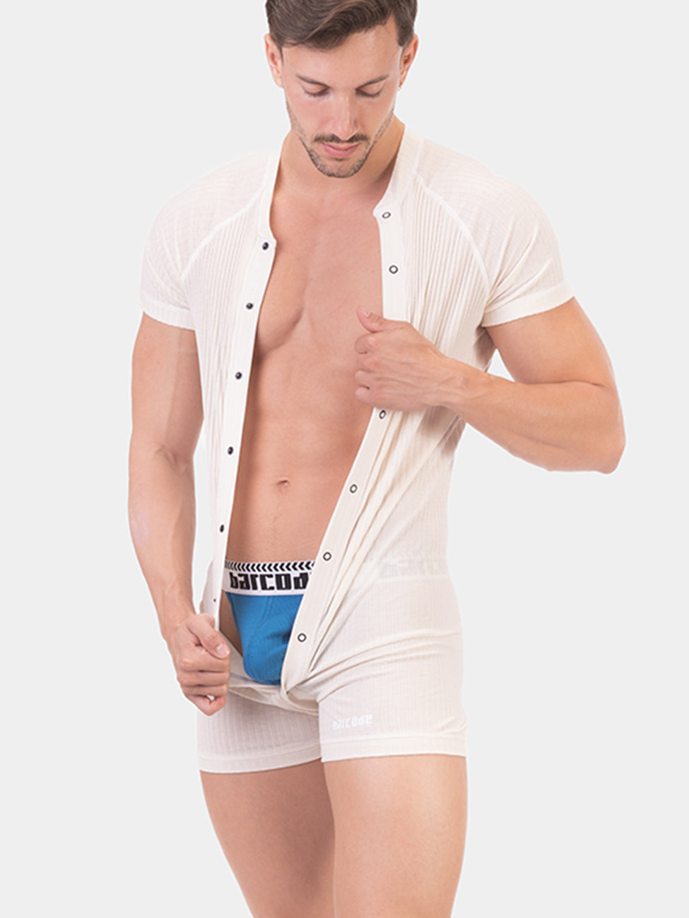 Barcode Rib Union Suit Volhelm White