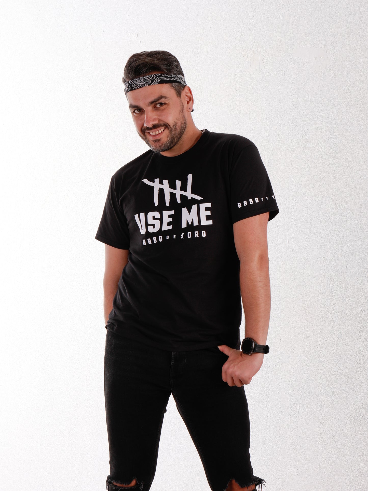 USE ME - Black T-Shirt with Tally Marks details