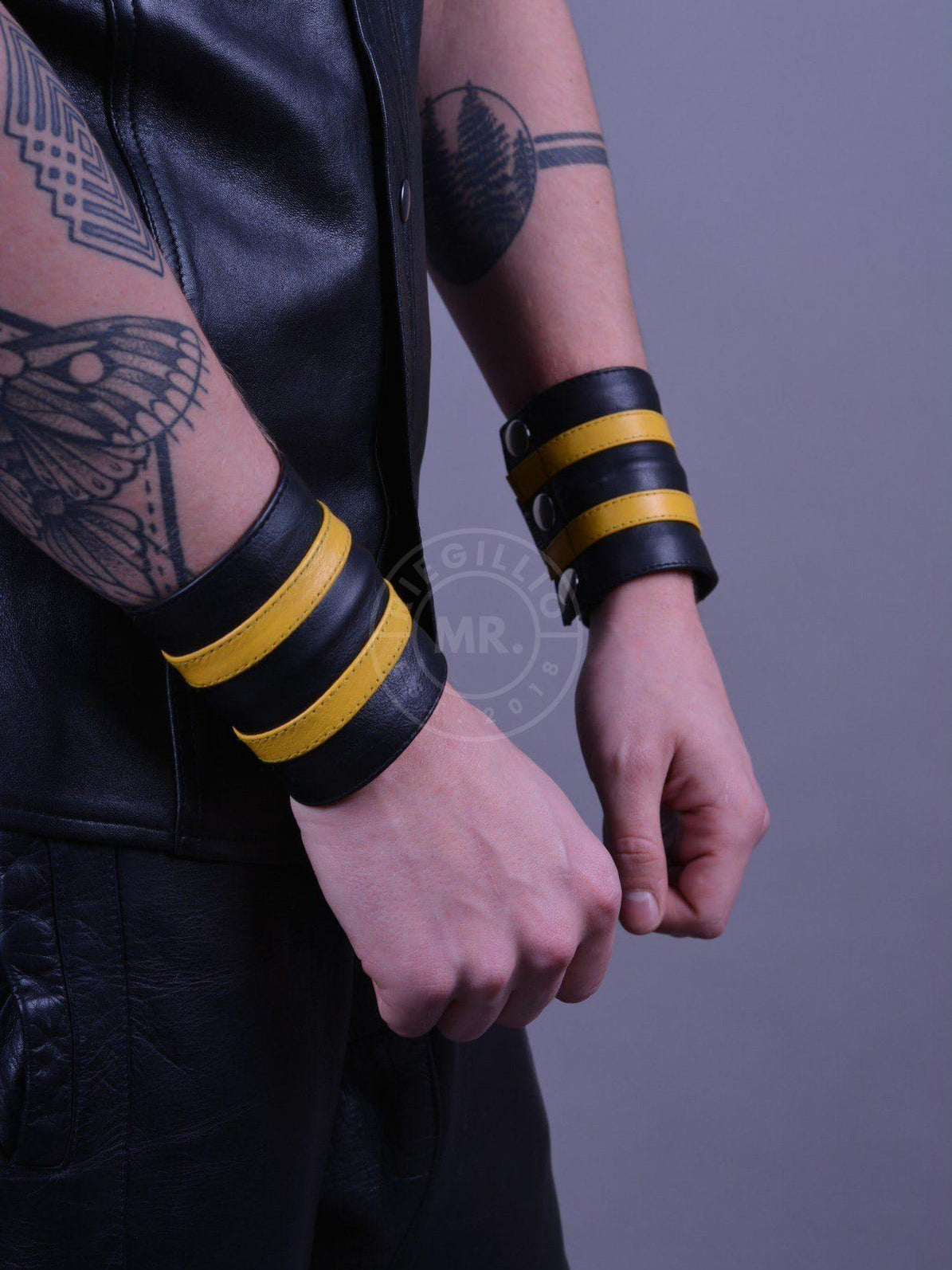 Mr. Riegillio Yellow Wrist Wallet - Double Stripe
