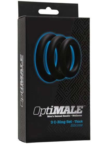 Doc Johnson - OptiMALE Thick 3 Cockring Silicone Set Black