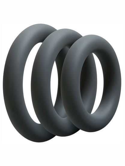 Doc Johnson - OptiMALE Thick 3 Cockring Silicone Set Slate Gray