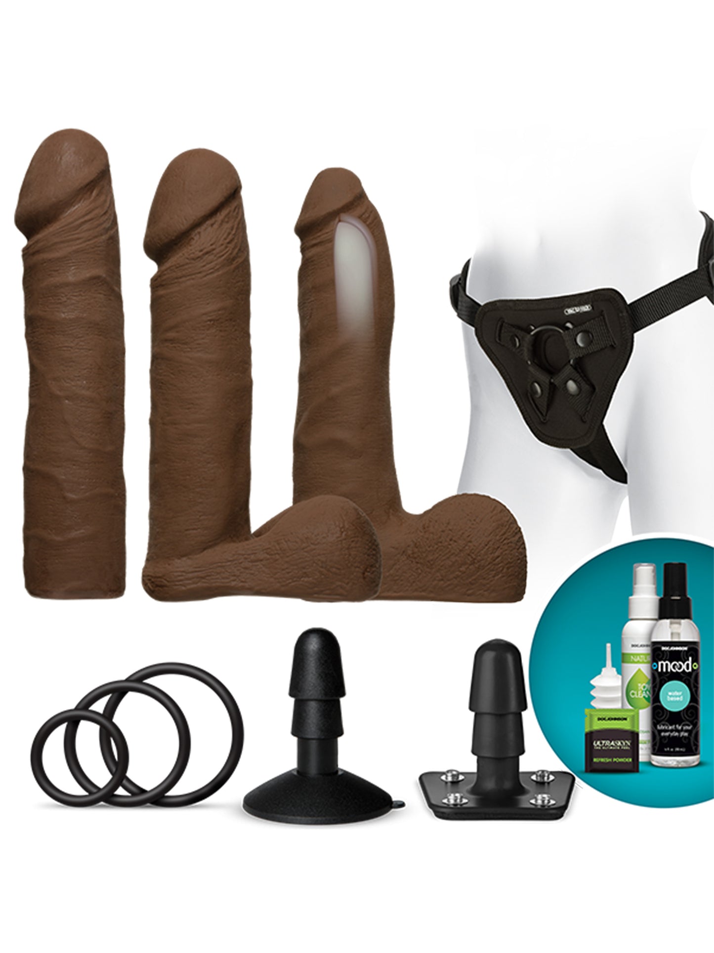 Doc Johnson - Vac-U-Lock Set Completo Arnés y Dildos Realisticos Doble Densidad UltraSkyn