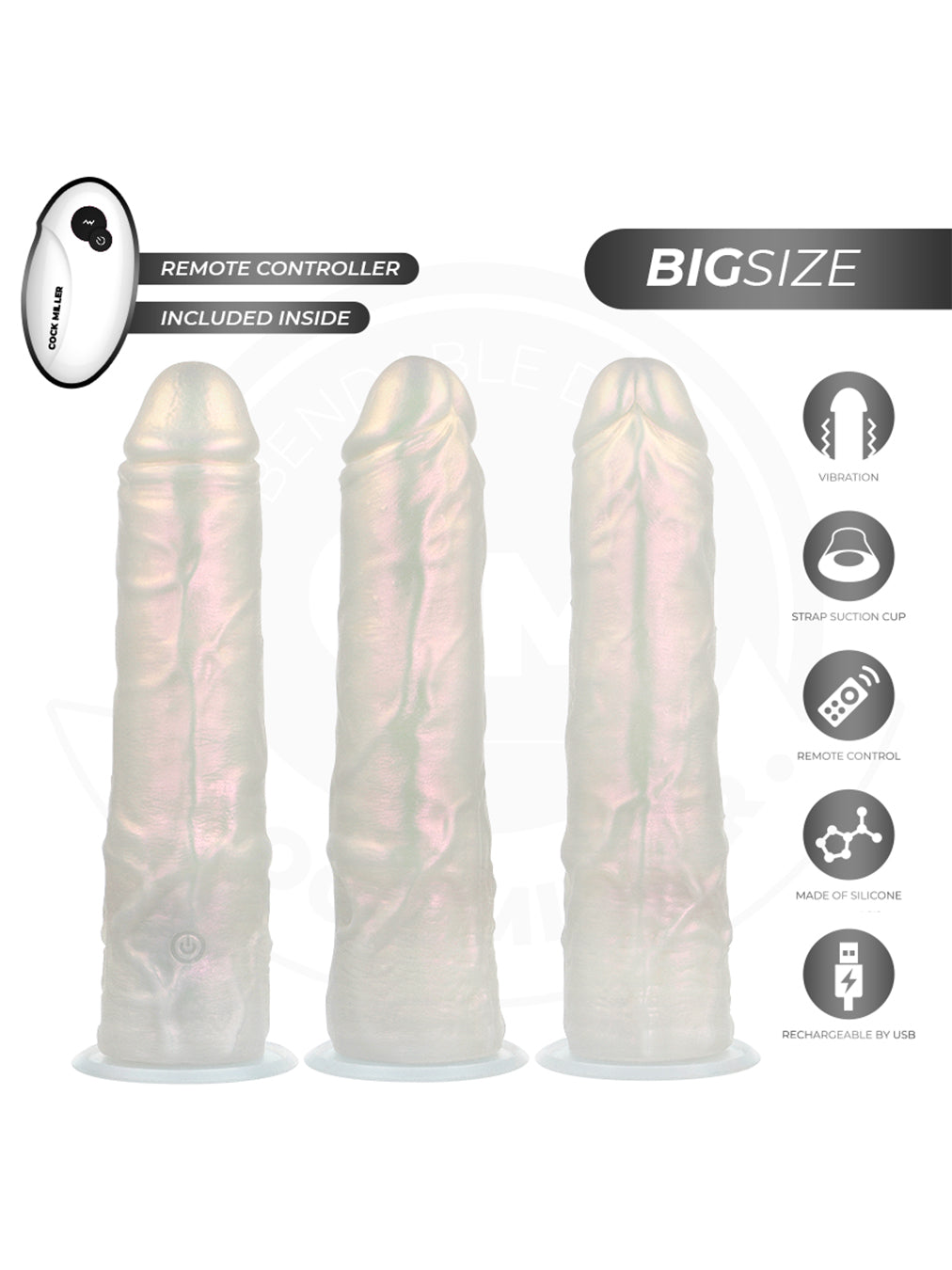 Cock Miller – Consolador de Silicona Hiperrealista – Vibración – Control Remoto – 21,5 cm