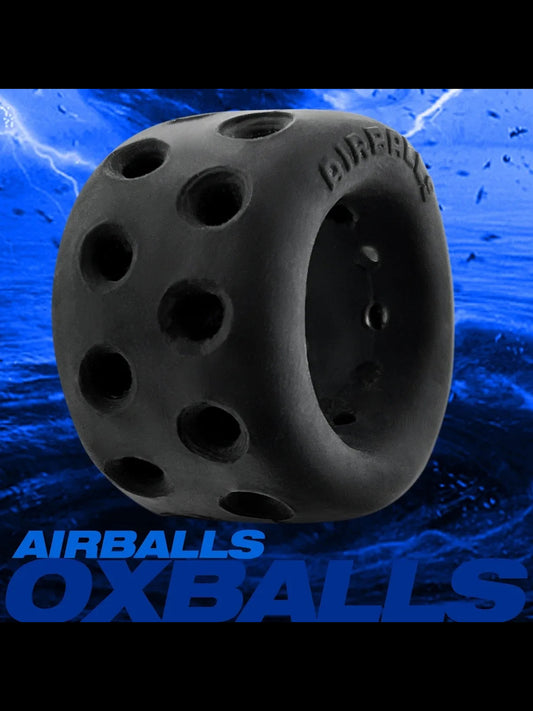 OXBALLS - AirBalls Ball Stretcher - Anillo para testículos con orificios de drenaje - Negro