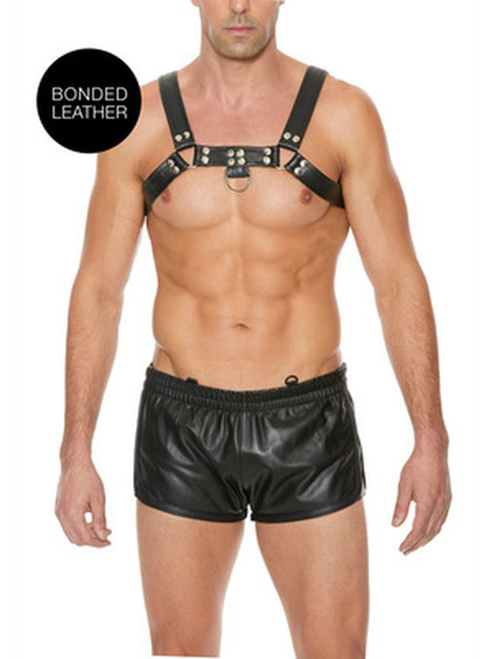 Ouch - Ham pentru piept din piele lipită Bulldog Negru