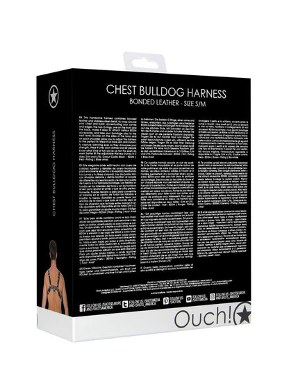 Ouch - Ham pentru piept din piele lipită Bulldog Negru