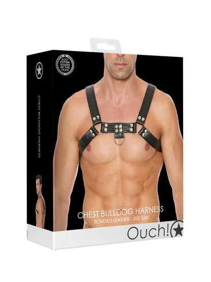 Ouch - Ham pentru piept din piele lipită Bulldog Negru