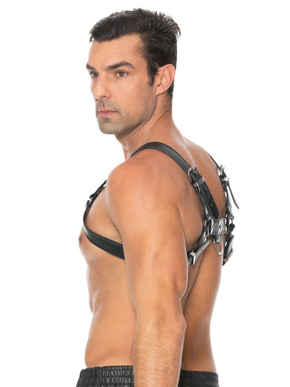 Ouch - Ham pentru piept din piele lipită Bulldog Negru