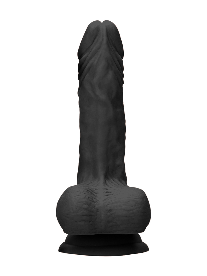 RealRock - Pene realista con bolas y ventosa Negro - 10" / 25 cm