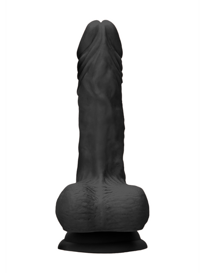 RealRock - Realistic Dong with Balls and Suction Cup Black - 10" / 25 cm