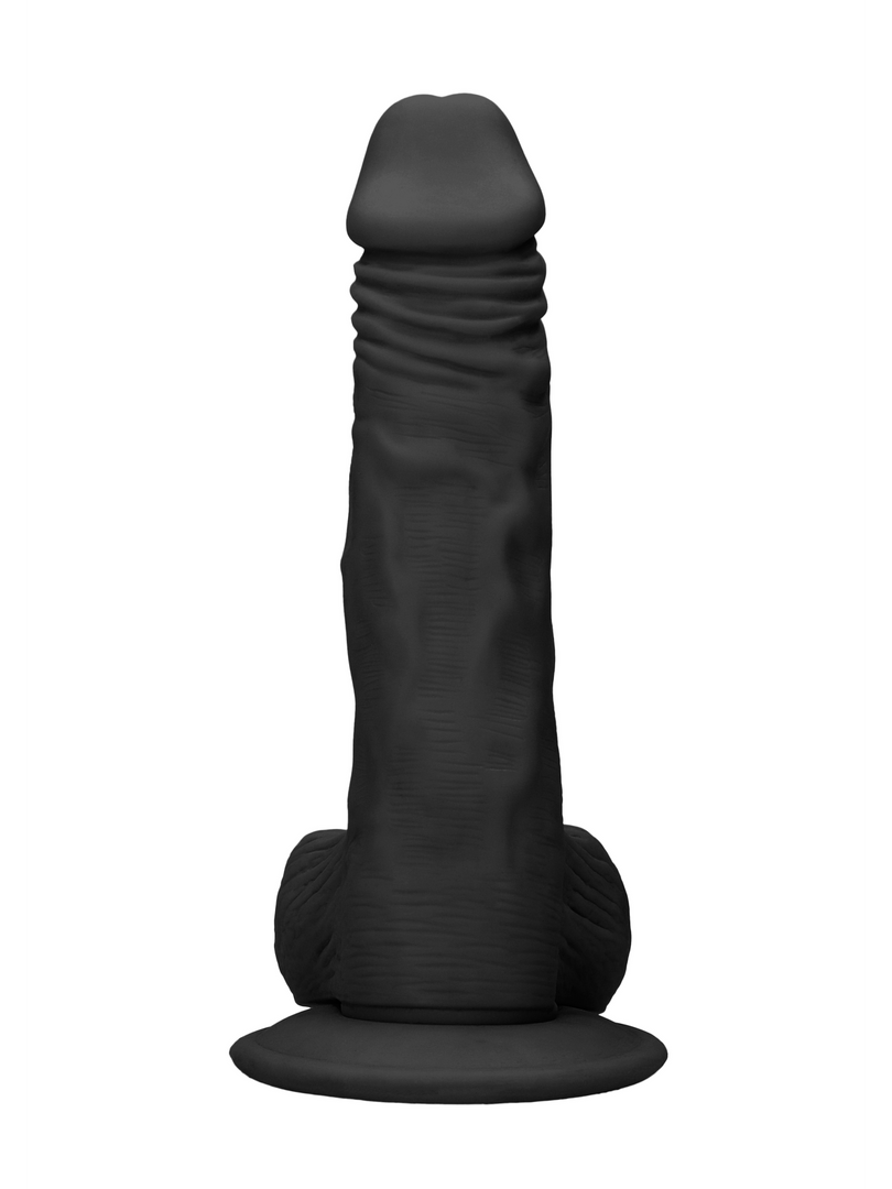 RealRock - Pene realista con bolas y ventosa Negro - 10" / 25 cm