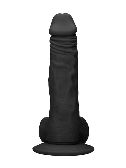 RealRock - Realistic Dong with Balls and Suction Cup Black - 10" / 25 cm