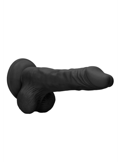 RealRock - Realistic Dong with Balls and Suction Cup Black - 10" / 25 cm