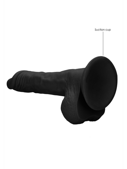 RealRock - Realistic Dong with Balls and Suction Cup Black - 10" / 25 cm