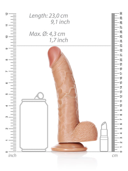 RealRock - Curved Realistic Dildo with Balls and Suction Cup Tan 8" / 20,5 cm