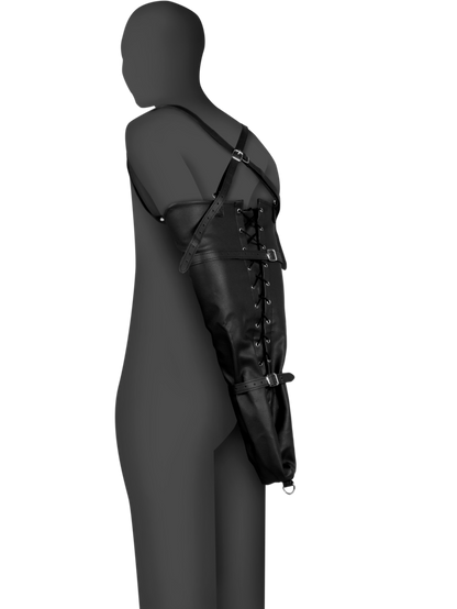Ouch! - Lace-up Full Sleeve Arm Restraint - Black