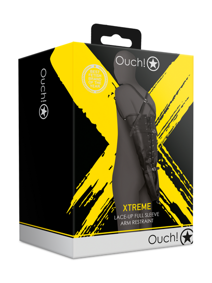 Ouch! - Lace-up Full Sleeve Arm Restraint - Black