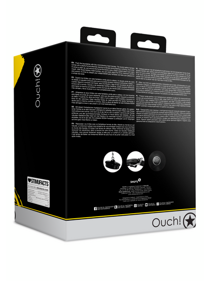 Ouch! - Open Mouth Gag Head Harness with Funnel - Black