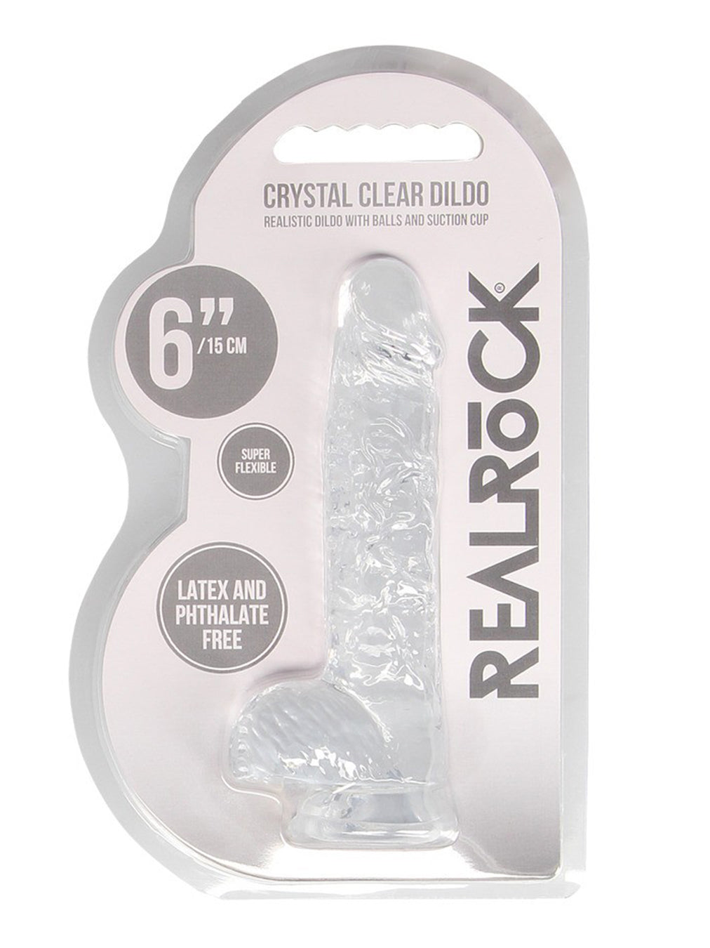 RealRock - Crystal Clear Realistic Dildo with Balls - 6" / 15 cm
