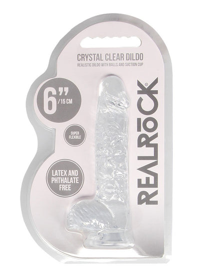RealRock - Crystal Clear Realistic Dildo with Balls - 6" / 15 cm