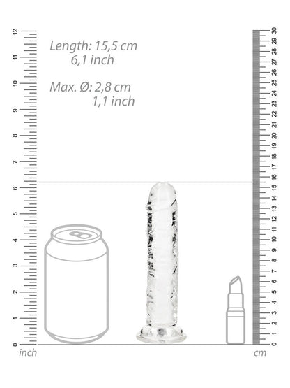 RealRock - Crystal Clear Realistic Dildo without Balls - 6" / 14.5 cm