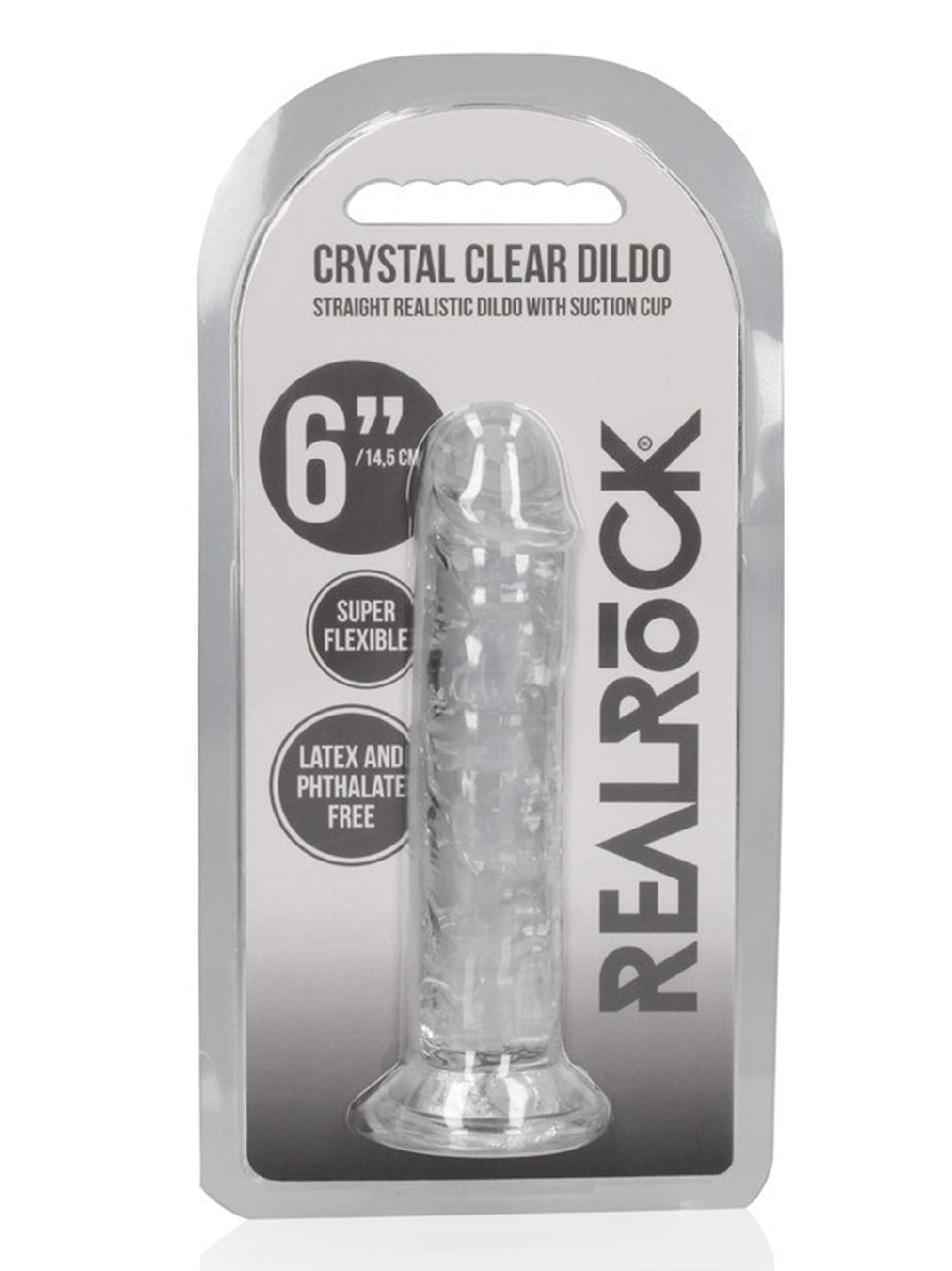 RealRock - Crystal Clear Realistic Dildo without Balls - 6" / 14.5 cm