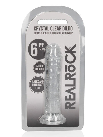 RealRock - Crystal Clear Realistic Dildo without Balls - 6" / 14.5 cm