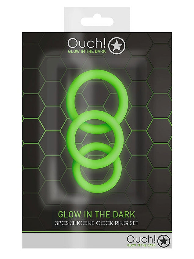 Ouch! - Cockring Set Glow in the Dark - 3 Pcs
