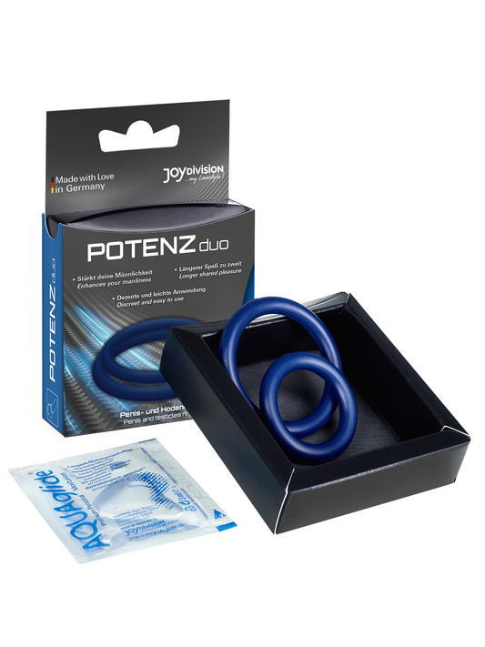 POTENZduo - Juego de anillos de silicona de grado médico para el pene - Azul