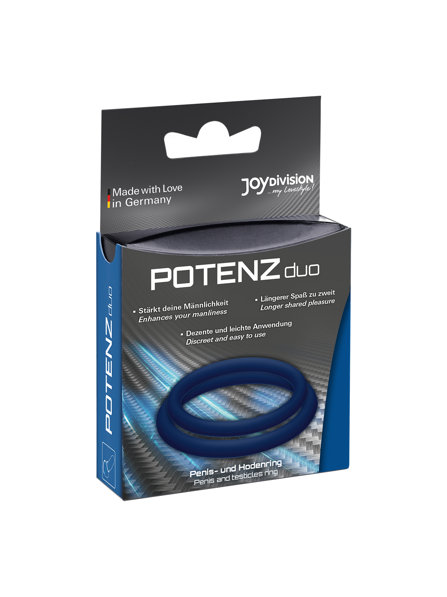 POTENZduo - Juego de anillos de silicona de grado médico para el pene - Azul