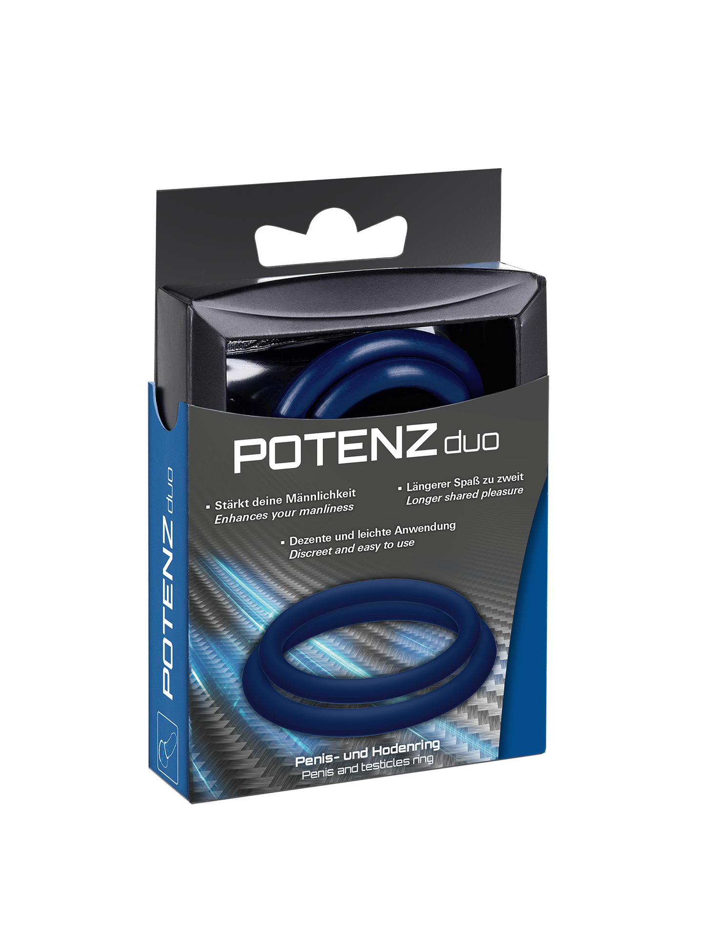 POTENZduo - Juego de anillos de silicona de grado médico para el pene - Azul