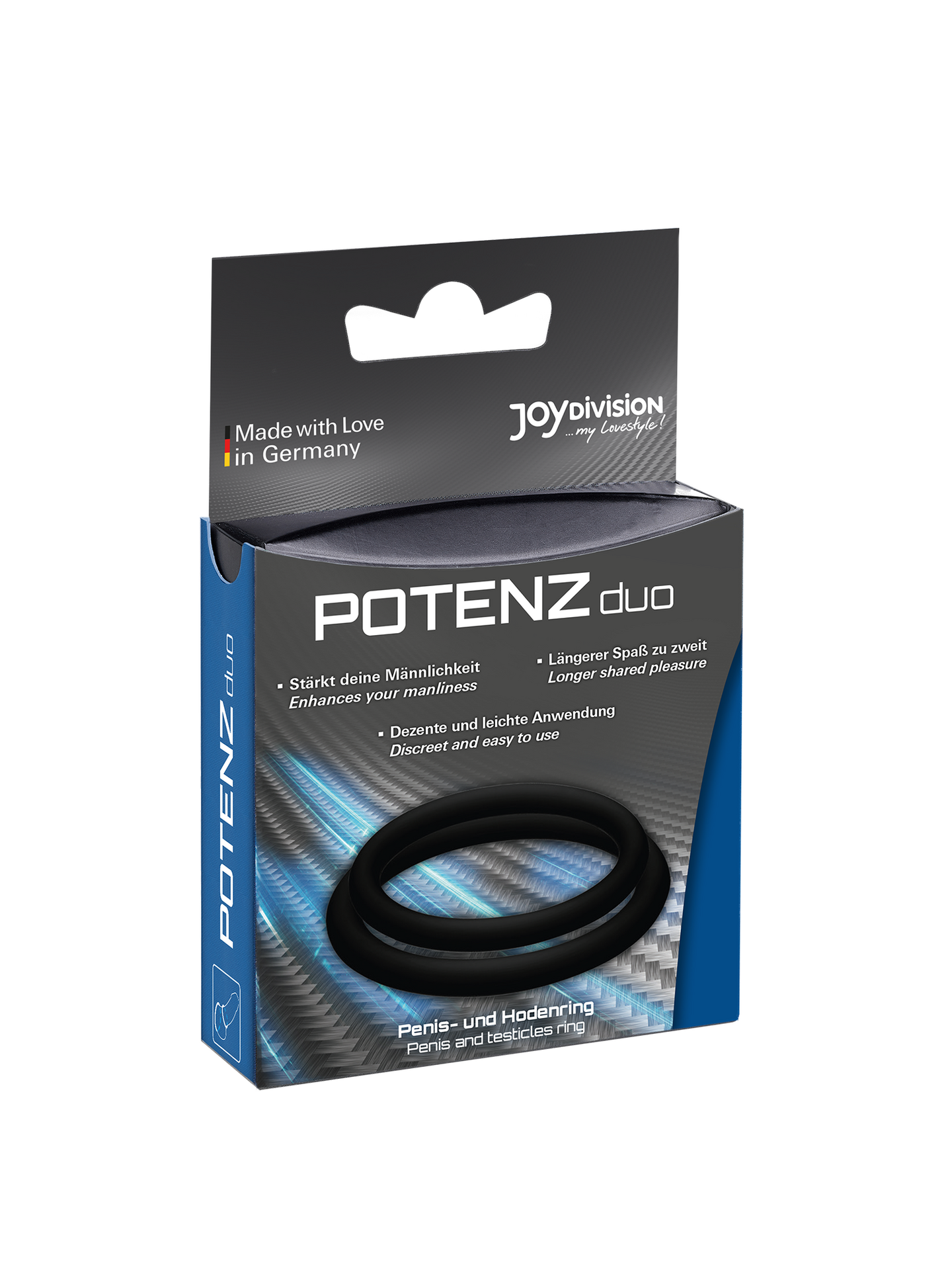 POTENZduo - Juego de anillos de silicona de grado médico para el pene - Negro