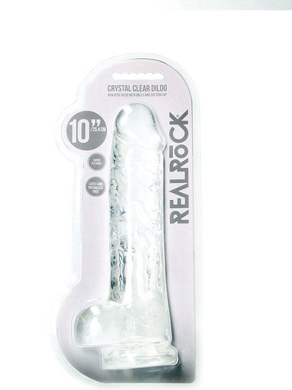 RealRock - Dildo Transparente Realista con Bolas y Ventosa 10" / 25,4 cm