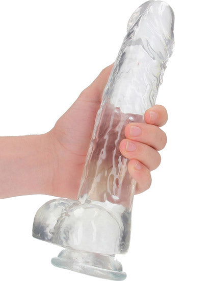 RealRock - Dildo Transparente Realista con Bolas y Ventosa 10" / 25,4 cm