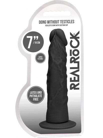 RealRock - Realistic Dong without Balls with Suction Cup Black 7" / 17 cm