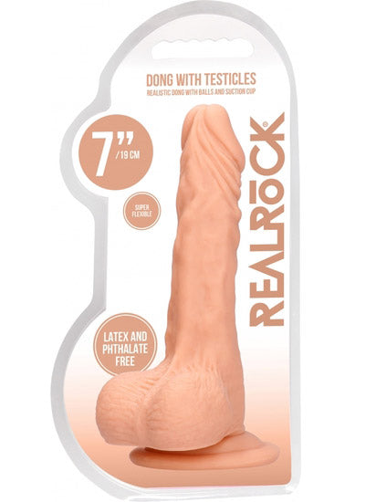 RealRock - Pene realista con bolas y ventosa color carne 7" / 17 cm