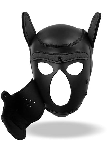 InToYou - Neoprene Dog Hood with Removable Muzzle Black